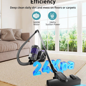 ASPIRON® 1400W Canister Vacuum Cleaner CA033，5-Stage Filtration