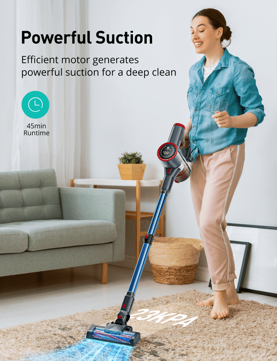 ASPIRON® Cordless Vacuum Cleaner CA028, 45 min Runtime with large LED Touch Display