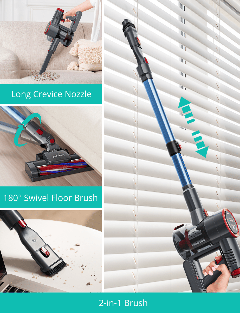 ASPIRON® Cordless Vacuum Cleaner CA028, 45 min Runtime with large LED Touch Display