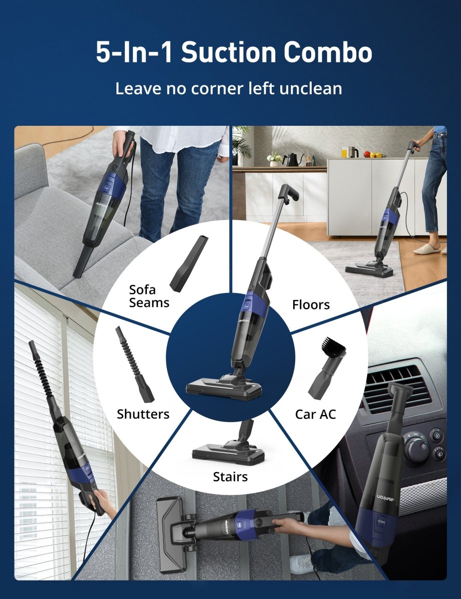 ASPIRON® Stick Vacuum Cleaner CA025，5-in-1 Handheld with 25kPa Powerful Suction