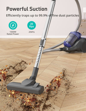 Powerful suction efficiently up to 99.9% of fine dust particles