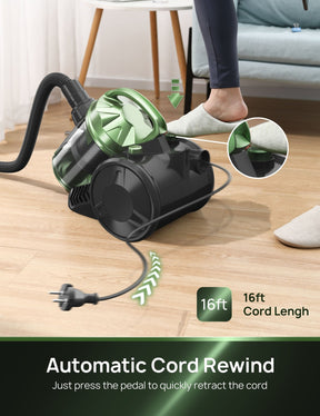 Bagless Canister Vacuum Cleaners 1200w Adjustable Suction Power NB-CA002, 7 in 1 Vacuum Cleaners for Home