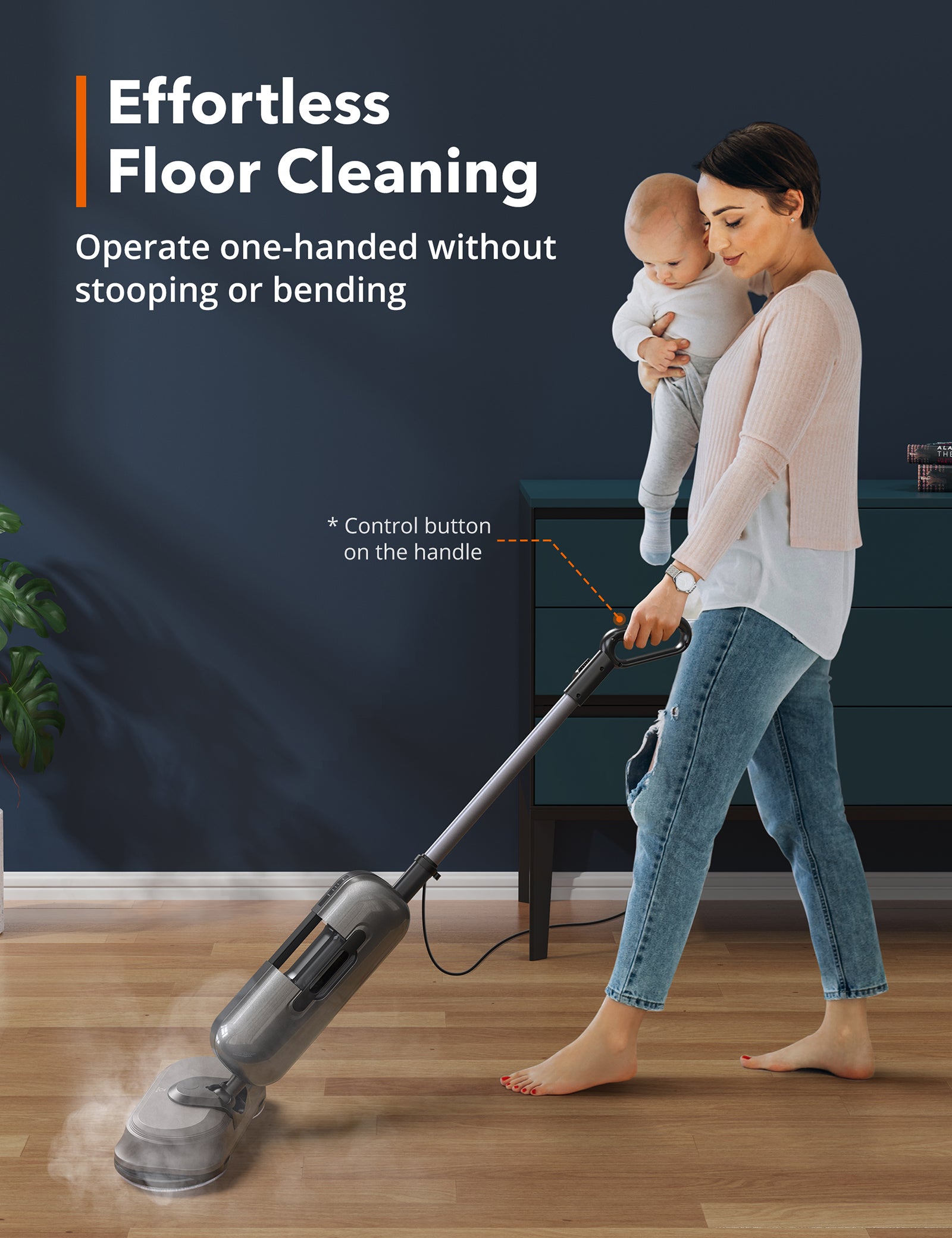 H2O iGO Cordless Steam Mop That Leaves Floors Clean & Virtually Dry